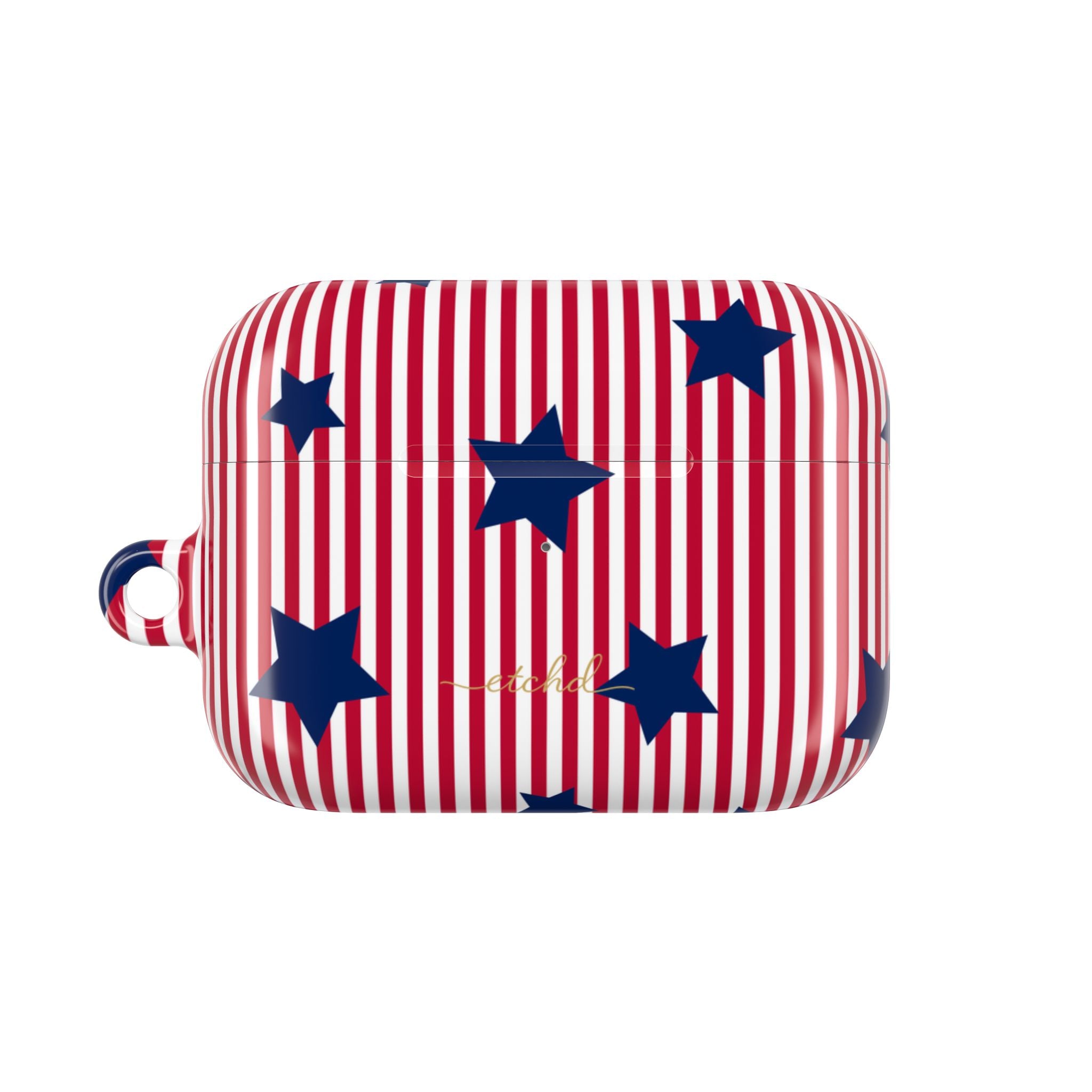 Red Stripes & Blue Stars AirPod Case by etchd, view 2
