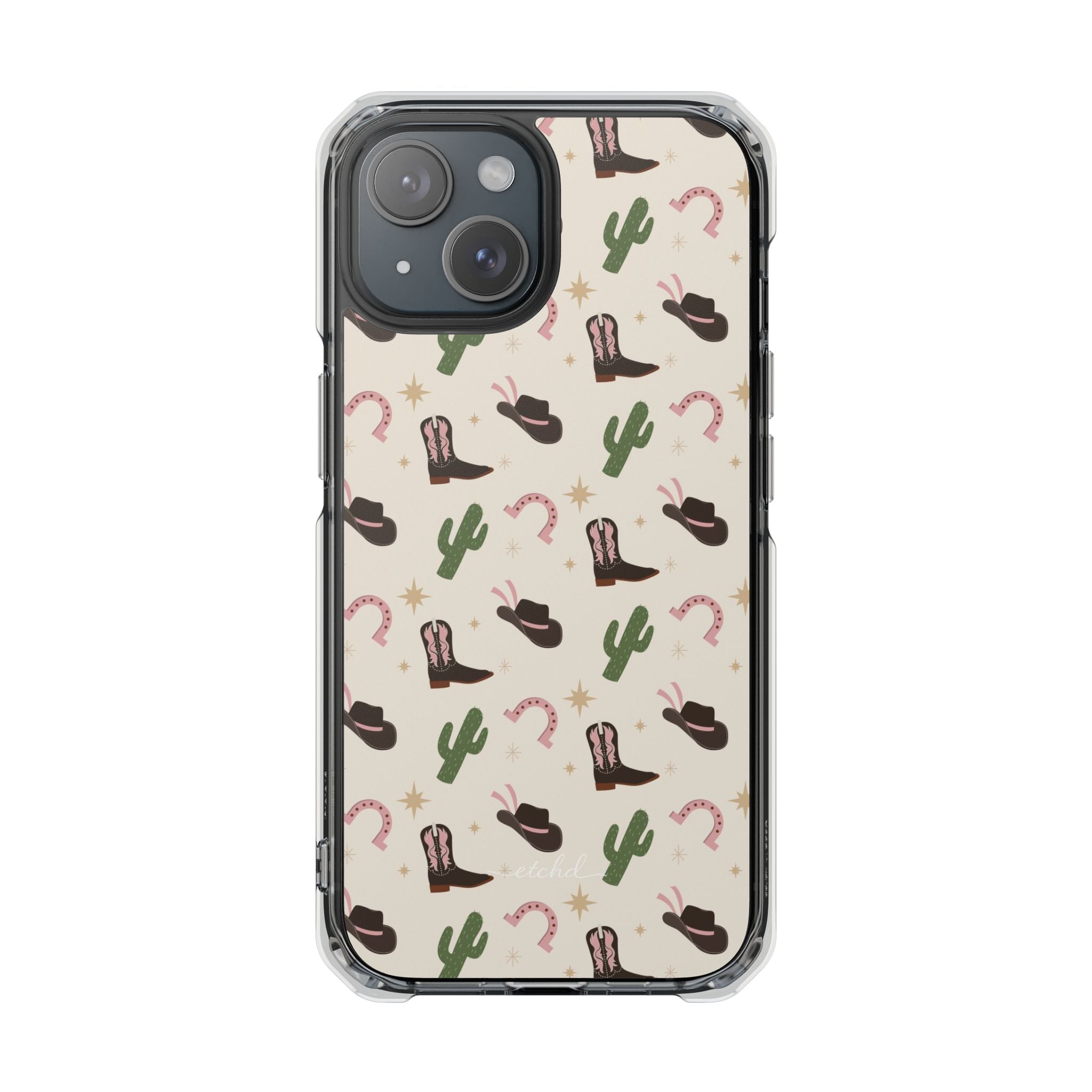 Pink Western Clear Magnetic Phone Case by etchd, view 2