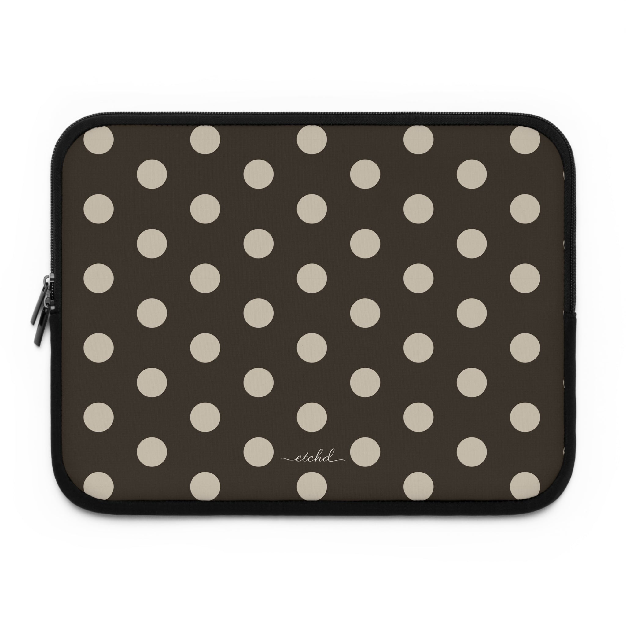 Cream & Brown Polka Dot Laptop Sleeve by etchd