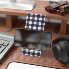 White & Navy Gingham Phone Stand by etchd, view 4