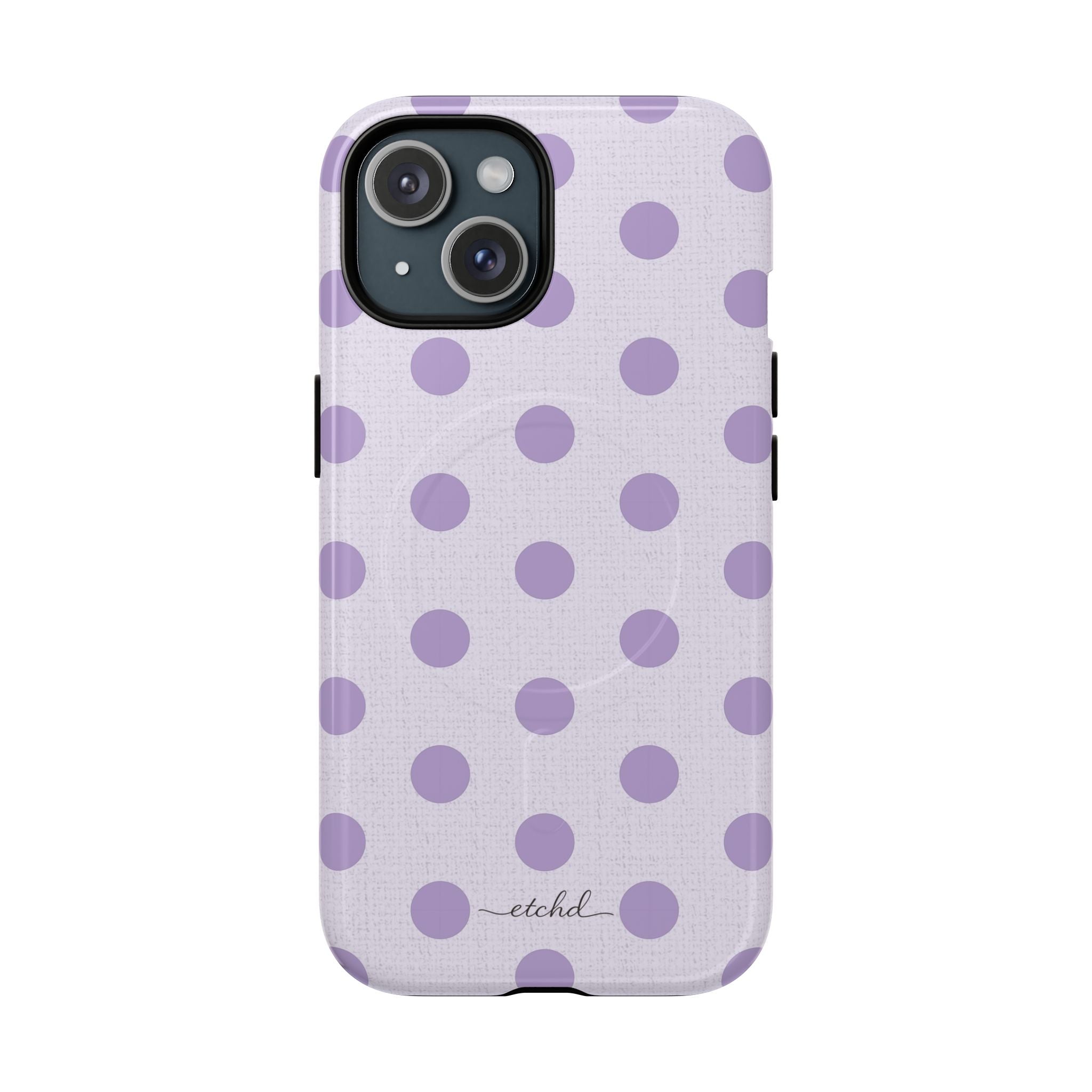 Lilac & Cream Polka Dot Magnetic Phone Case by etchd, view 2