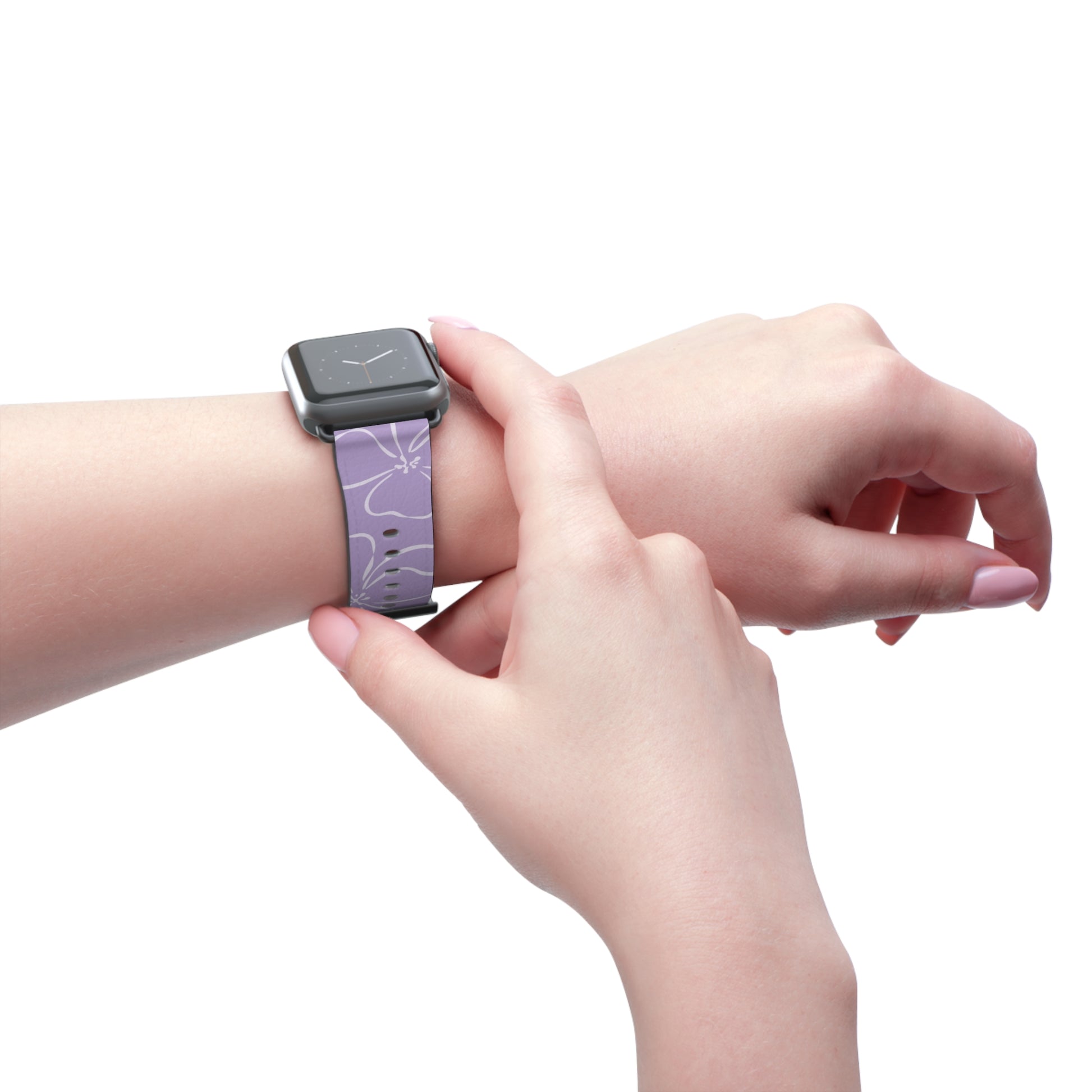 Lilac & Cream Floral Smartwatch Strap by etchd, view 11