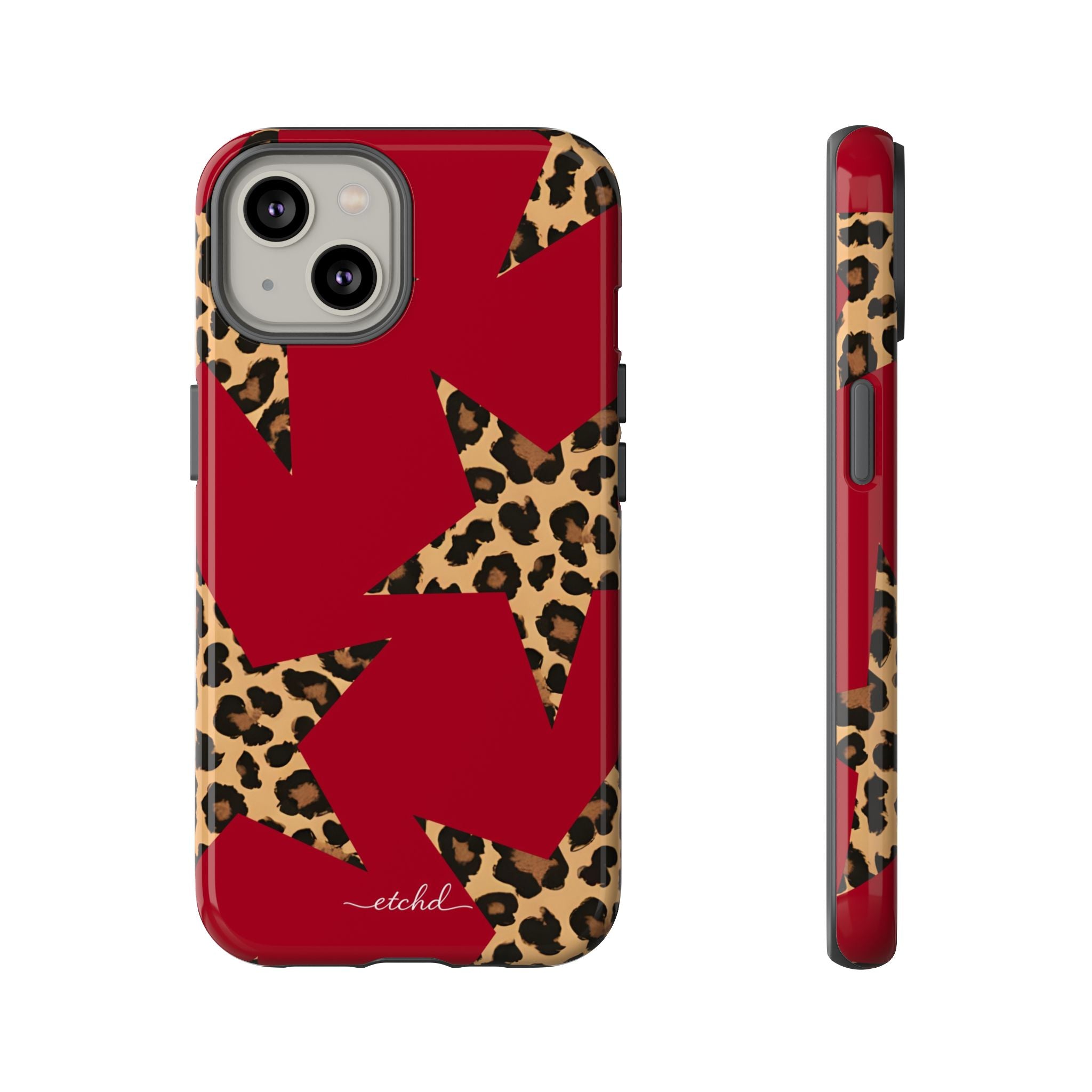 Red & Leopard Stars Phone Case by etchd, view 2