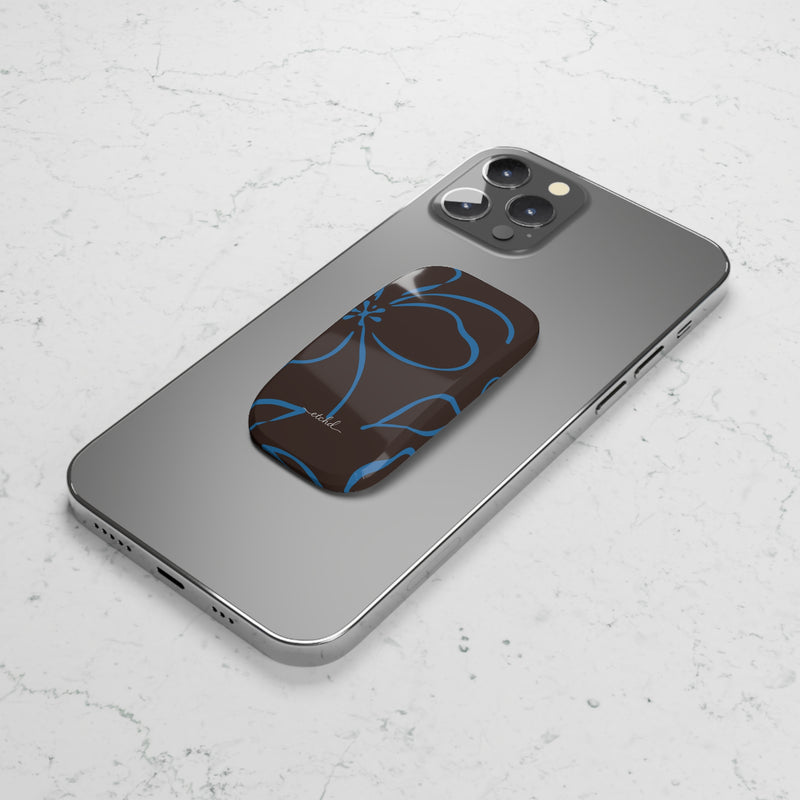 Espresso & Cerulean Floral Click-On Phone Grip by etchd, view 5
