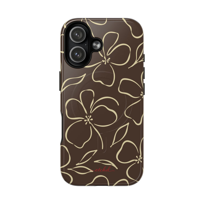 Butter & Brown Floral Magnetic Phone Case by etchd, view 25