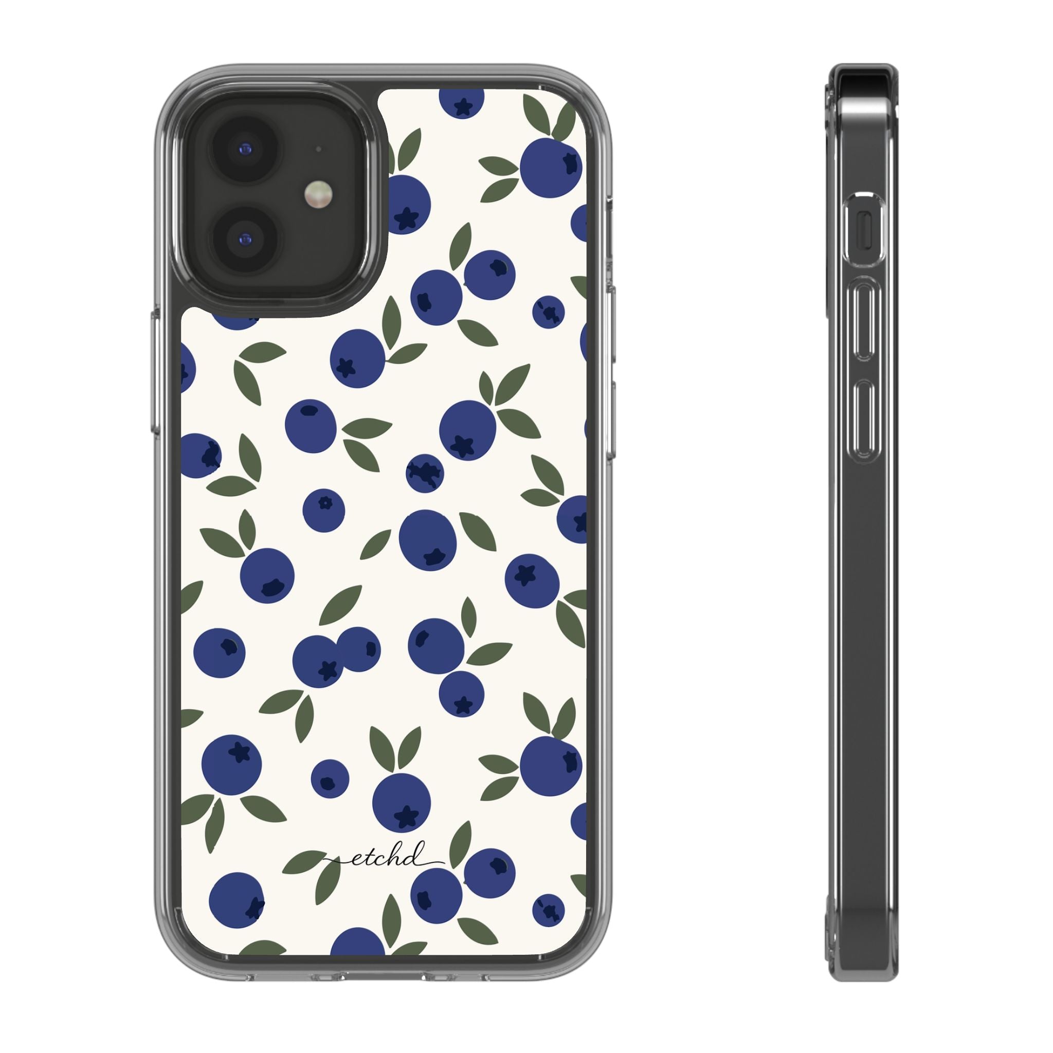 Blueberry Clear Phone Case by etchd, view 2