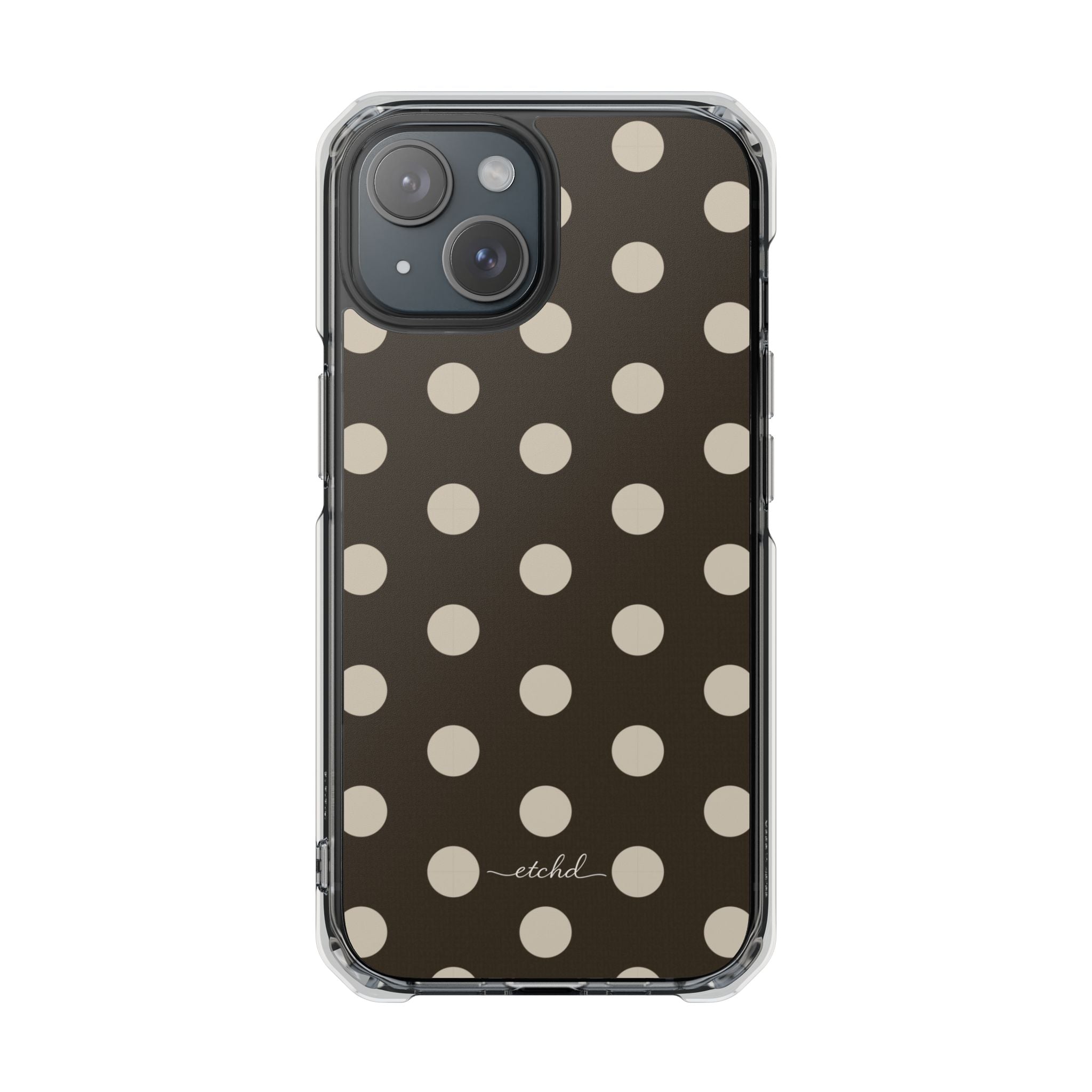 Cream & Brown Polka Dot Clear Magnetic Phone Case by etchd, view 2