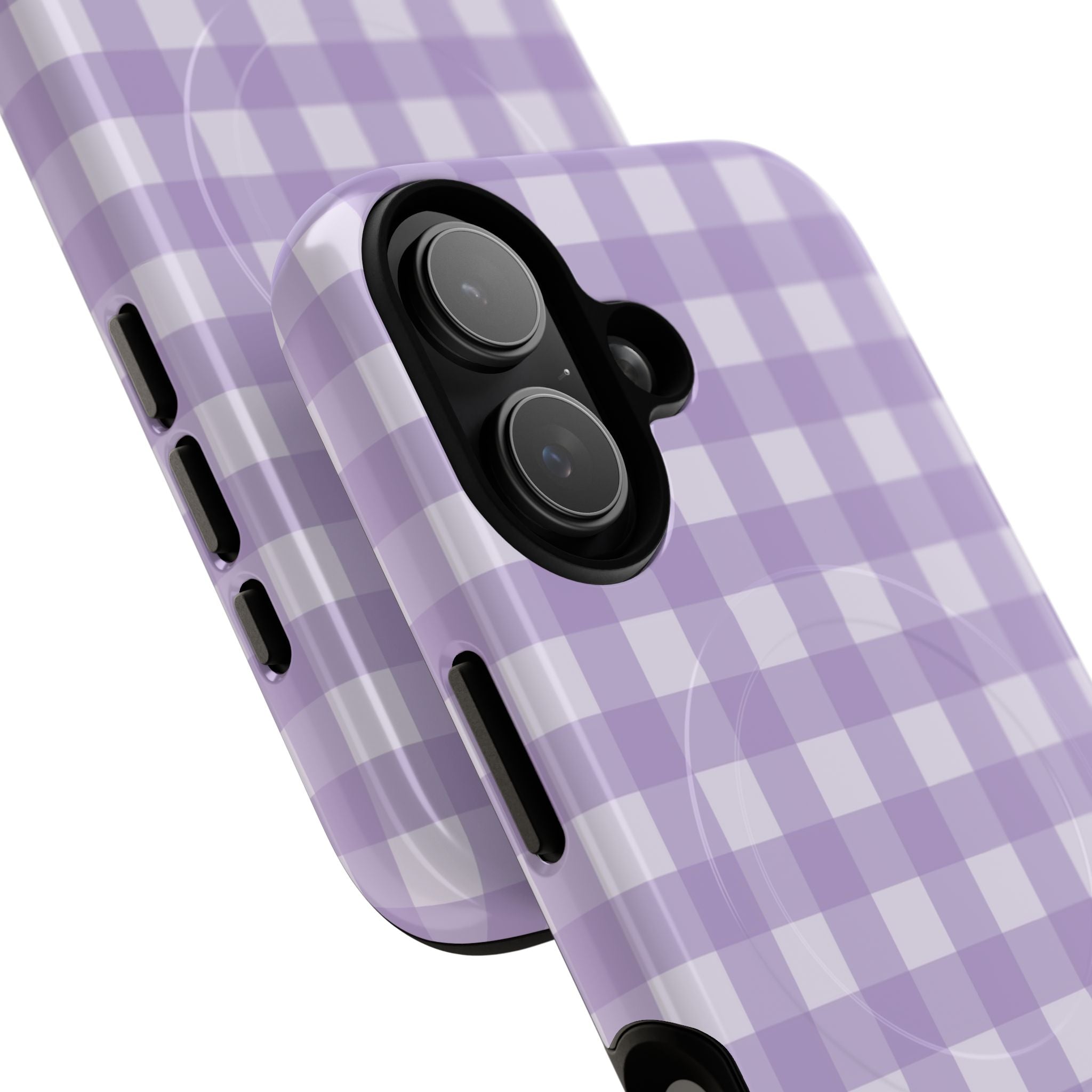 Lilac & Cream Gingham Magnetic Phone Case by etchd, view 87