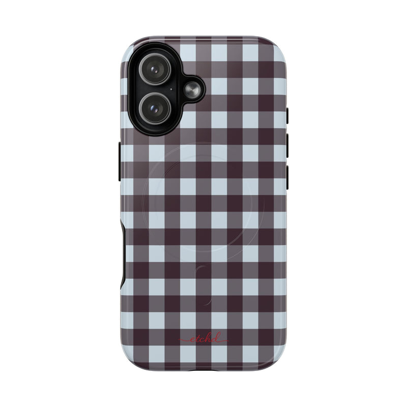 Blue & Plum Gingham Magnetic Phone Case by etchd, view 25