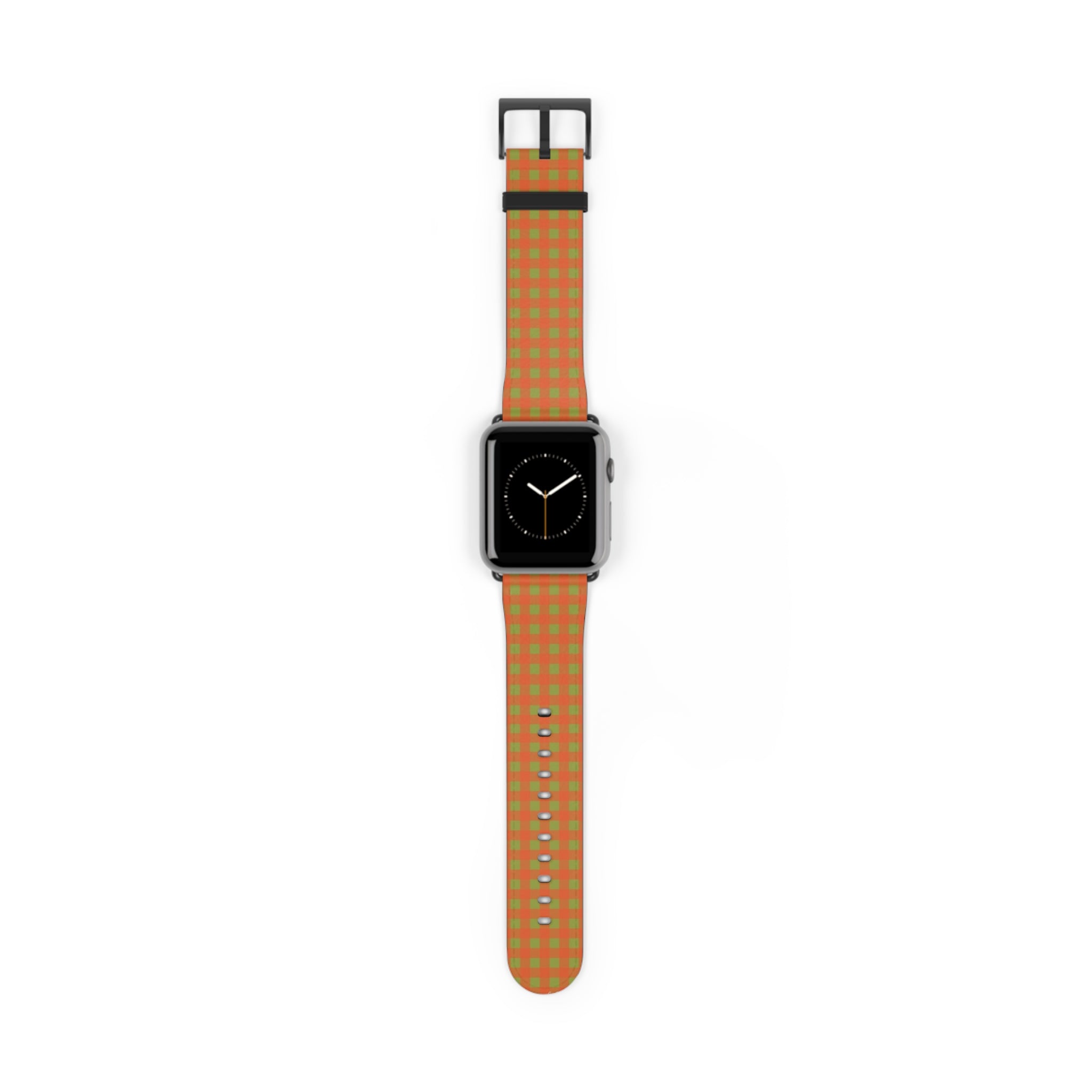 Persimmon & Wasabi Gingham Smartwatch Strap by etchd, view 2