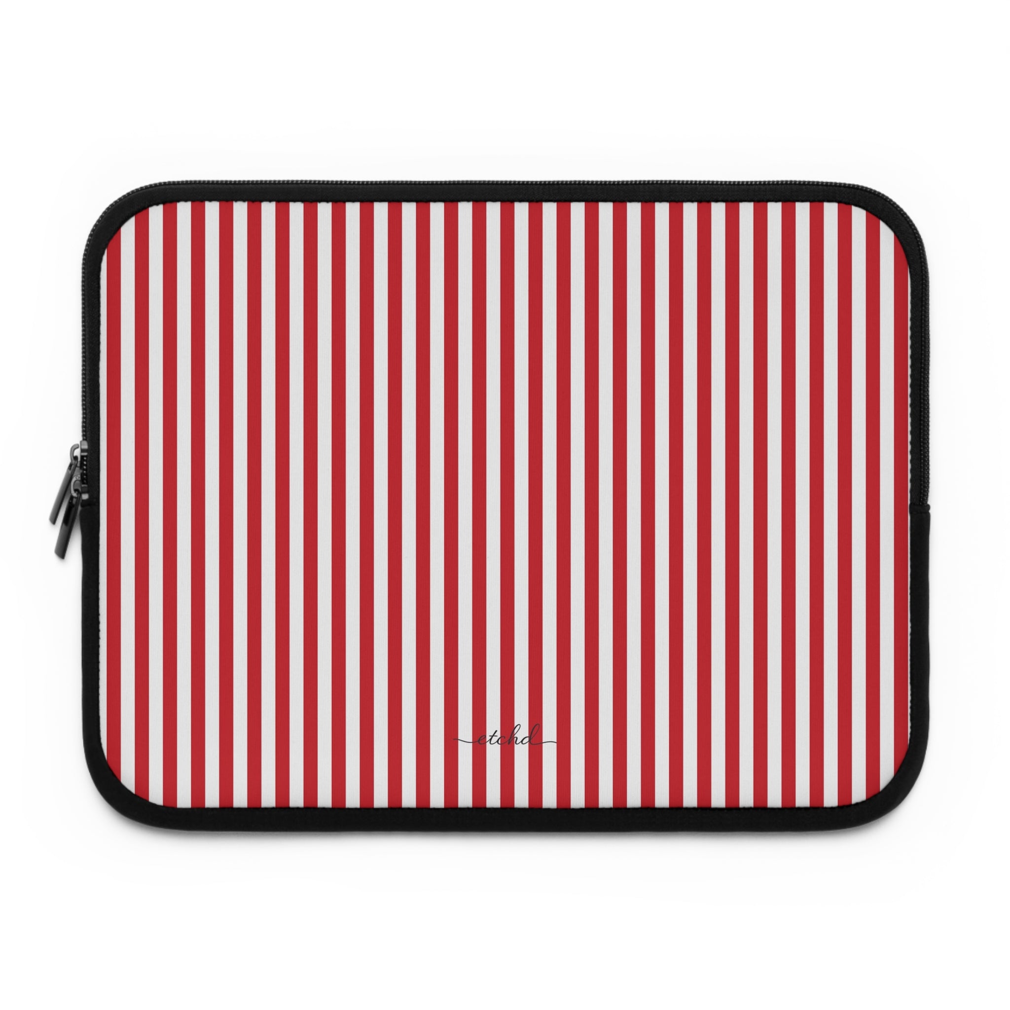 Classic Red & White Striped Laptop Sleeve by etchd