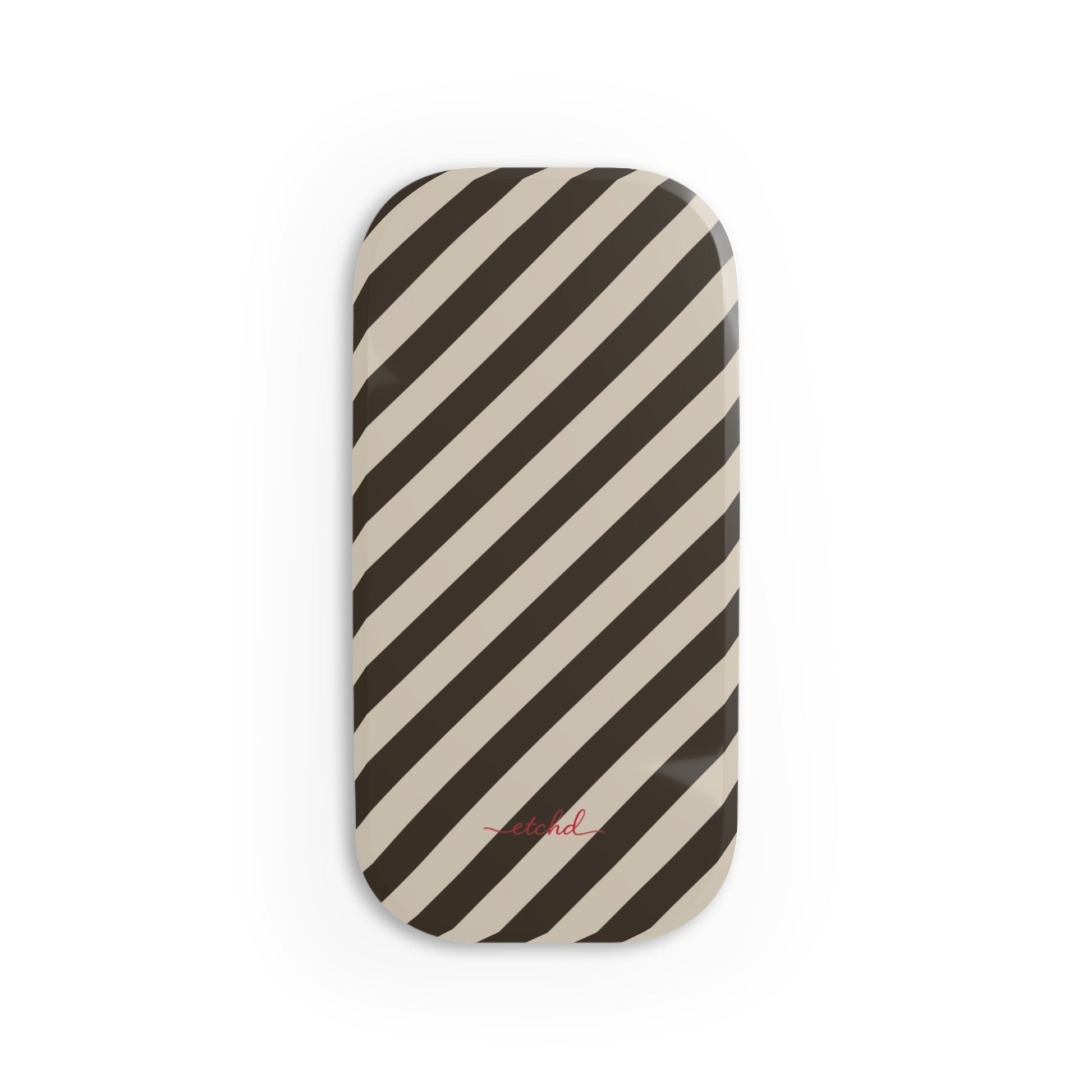 Cream & Brown Striped Diagonal Click-On Phone Grip by etchd