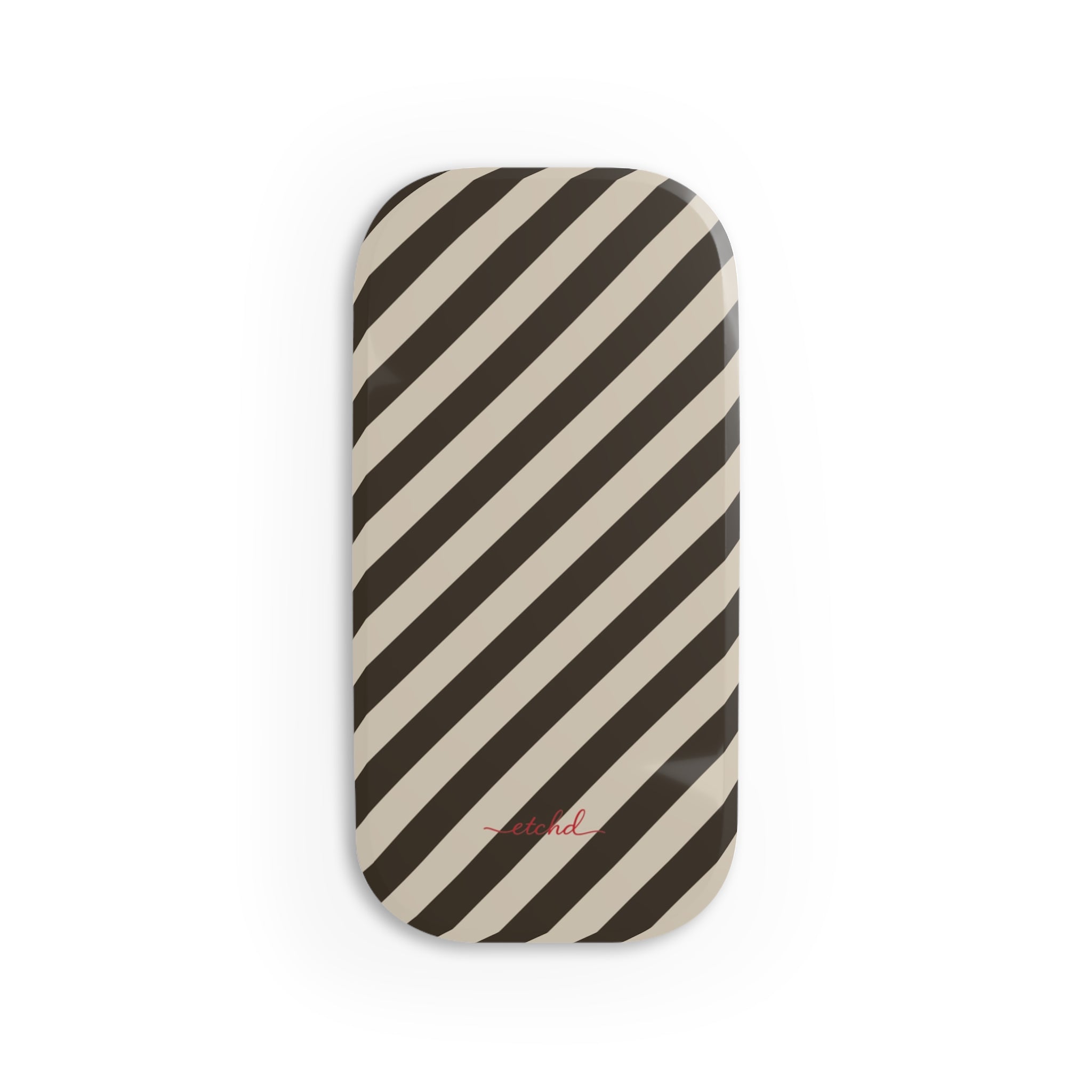 Cream & Brown Striped Diagonal Click-On Phone Grip by etchd