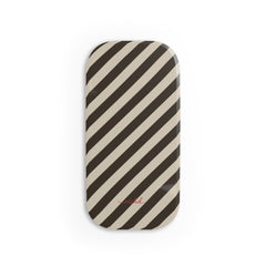 Cream & Brown Striped Diagonal Click-On Phone Grip by etchd