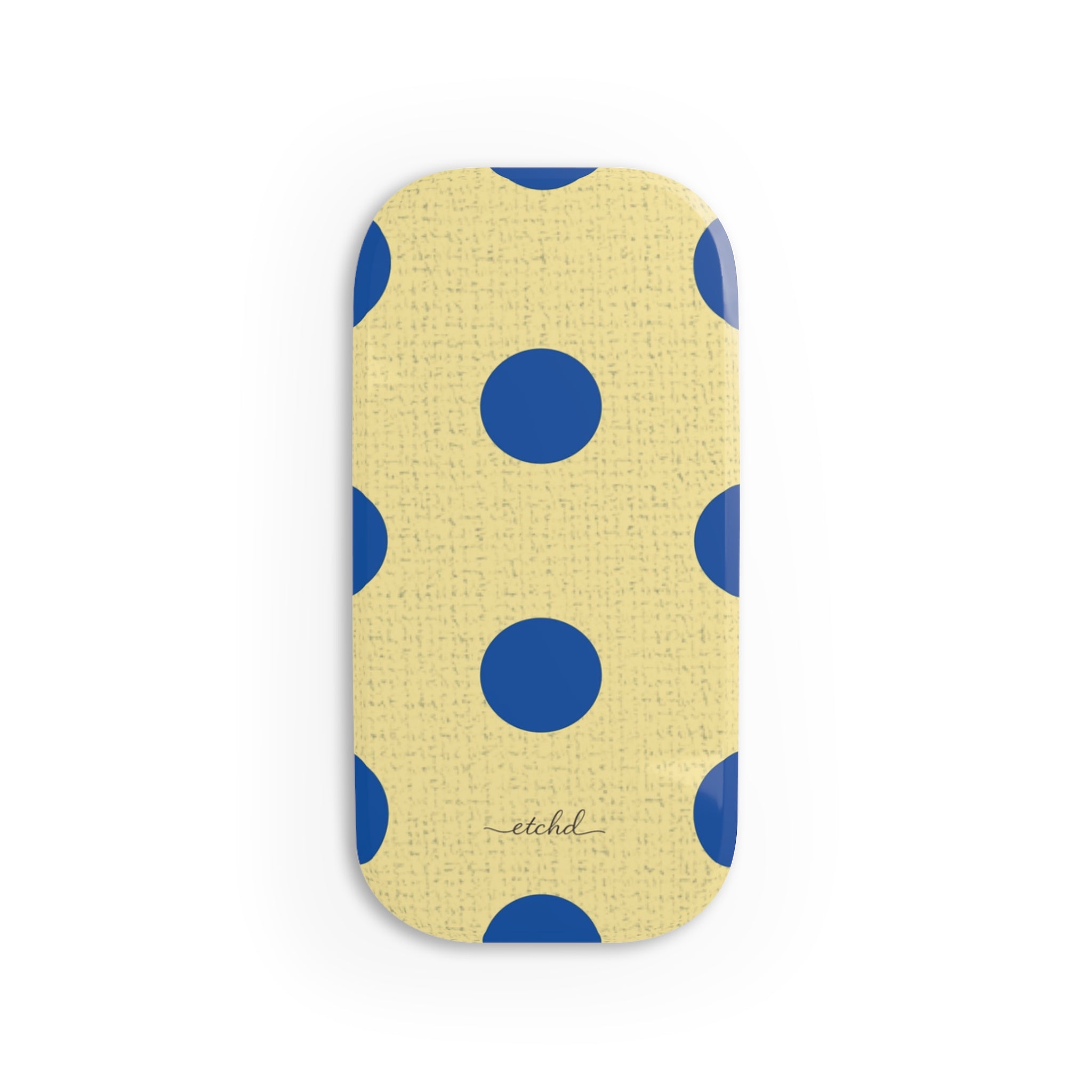 Cobalt And Butter Polka Dot Click-On Phone Grip by etchd