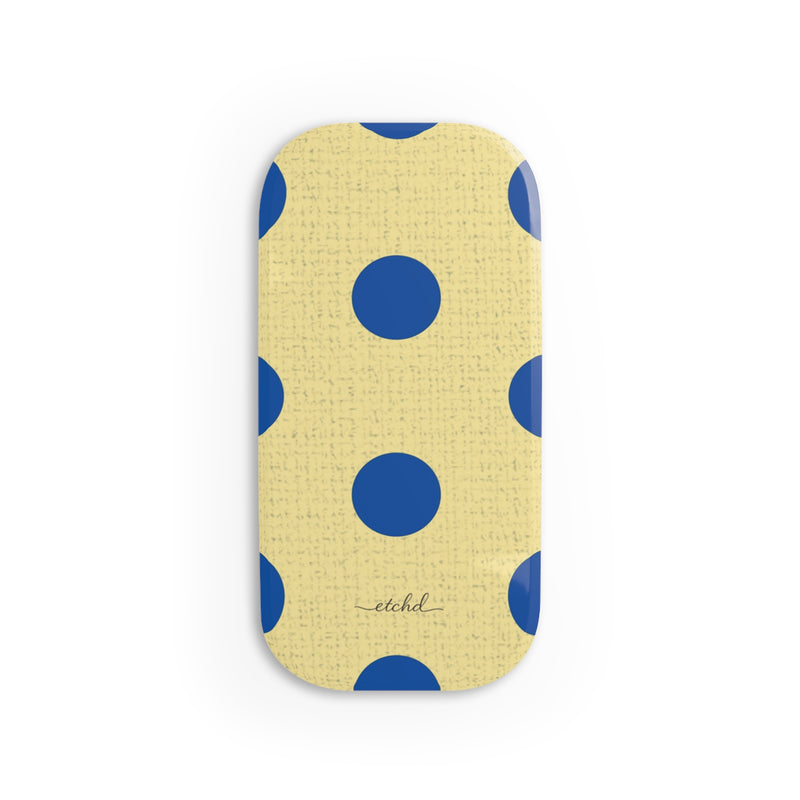 Cobalt And Butter Polka Dot Click-On Phone Grip by etchd