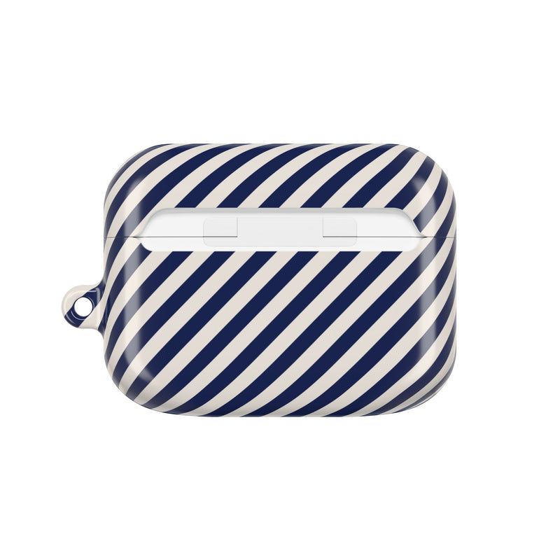 Navy & Cream Striped Diagonal AirPod Case by etchd, view 7