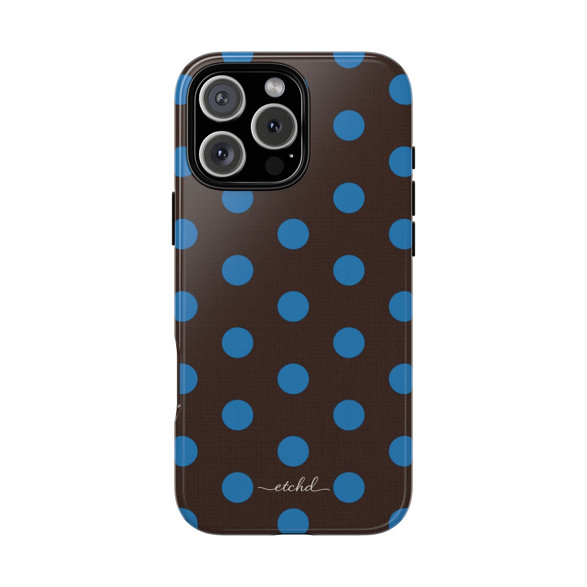 Cerulean And Espresso Polka Dot Coque téléphone par etchd