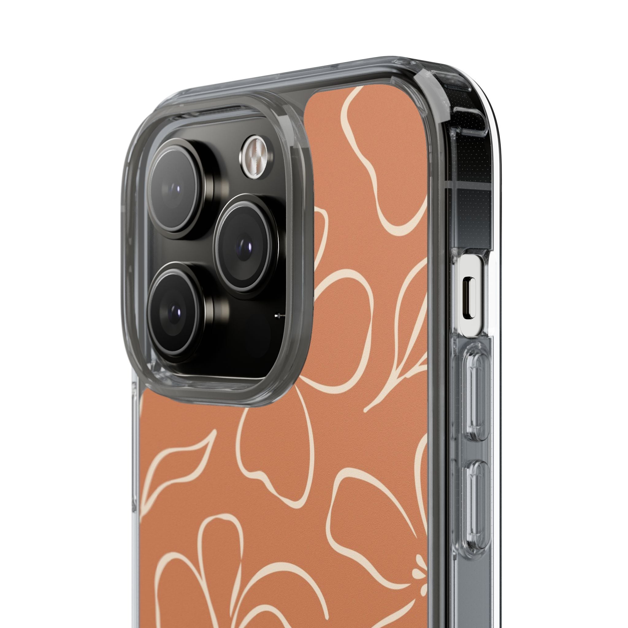 Terracotta & Cream Floral Clear Phone Case by etchd, view 2