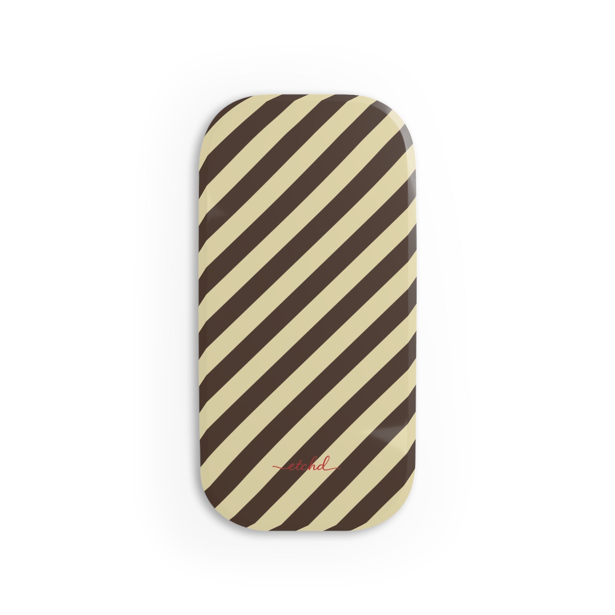 Butter & Brown Striped Diagonal Click-On Phone Grip by etchd
