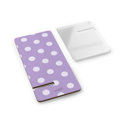 Cream & Lilac Polka Dot Phone Stand by etchd, view 2