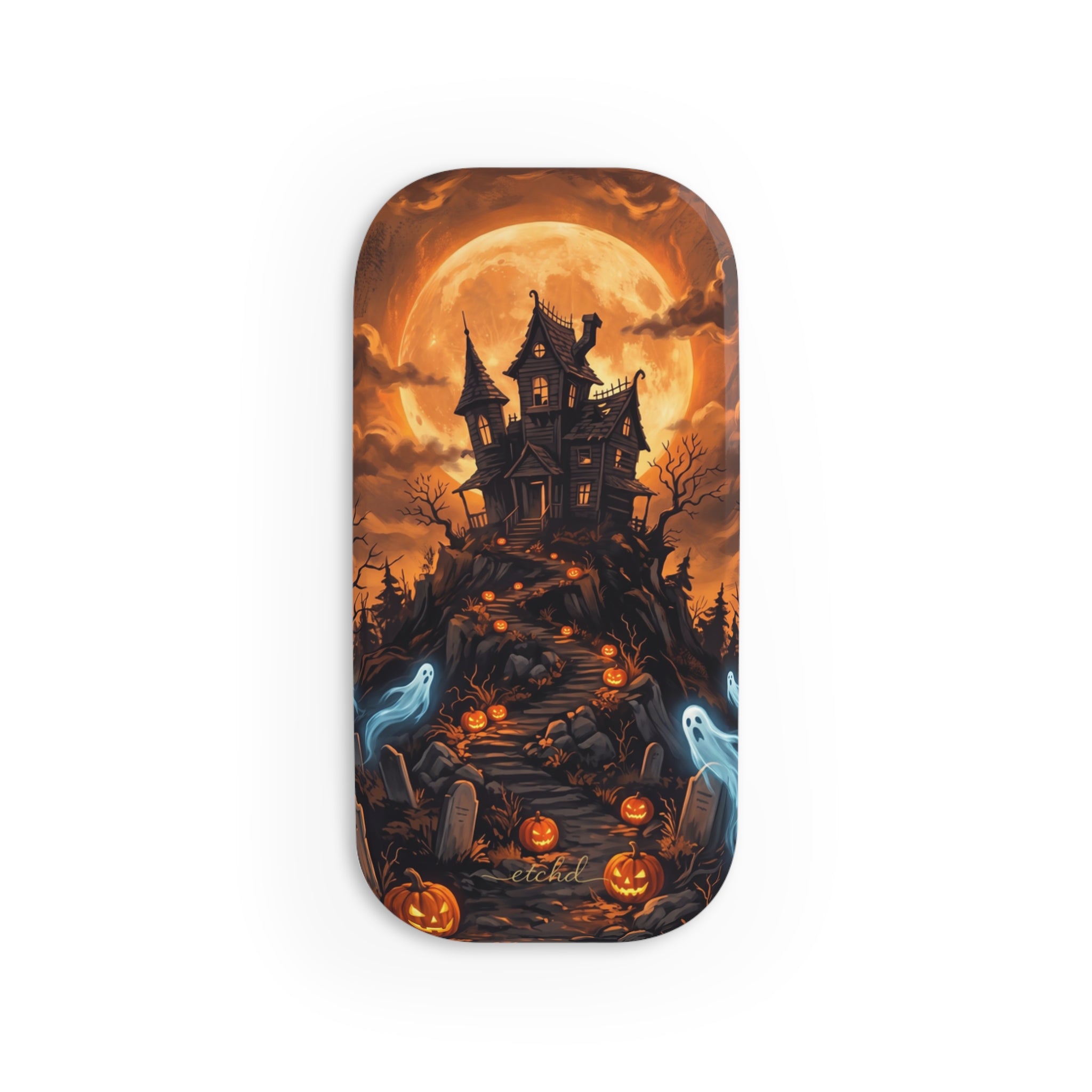 Pumpkin Hollow Click-On Phone Grip by etchd, view 2