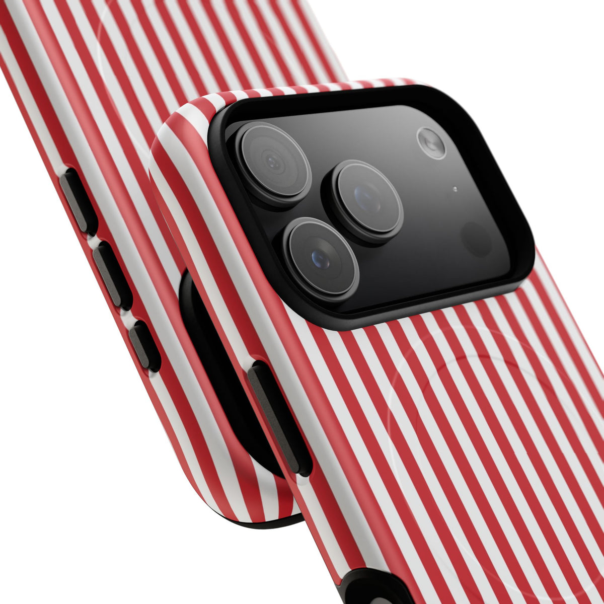 Classic Red & White Striped Magnetic Phone Case by etchd, view 100