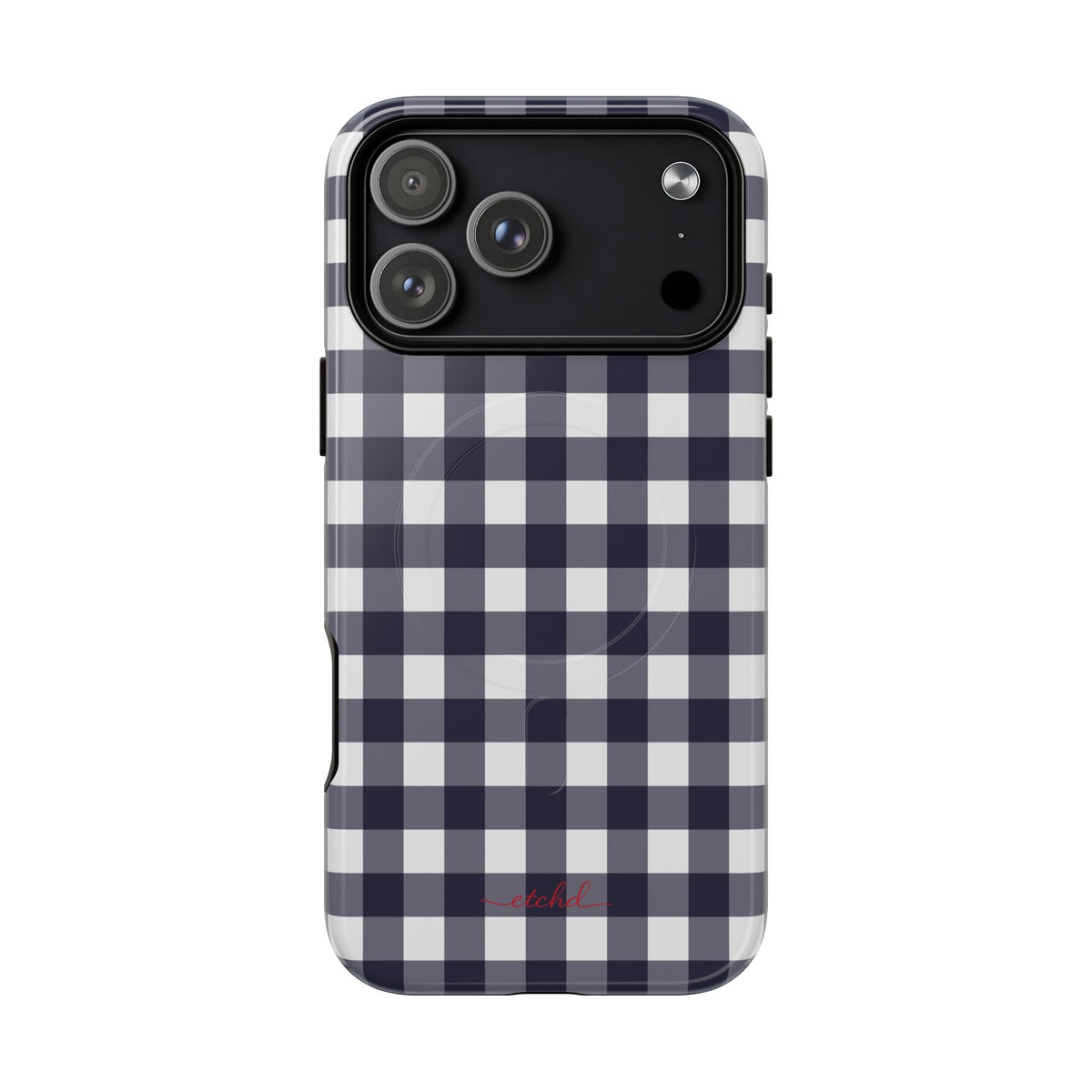 White & Navy Gingham Magnetic Phone Case by etchd, view 31