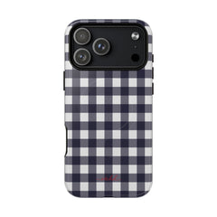 White & Navy Gingham Magnetic Phone Case by etchd, view 31
