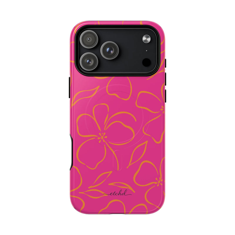 Pink & Orange Floral Magnetic Phone Case by etchd, view 31