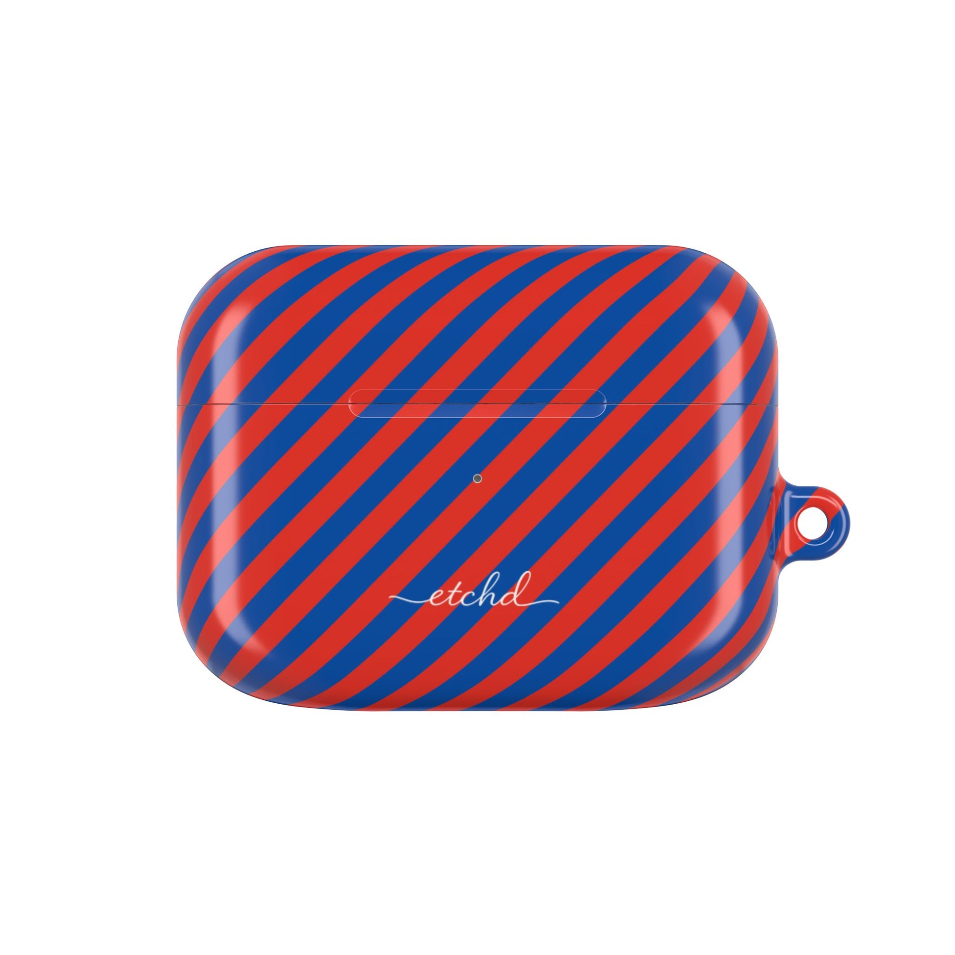 Cobalt & Poppy Striped Diagonal AirPod Case by etchd