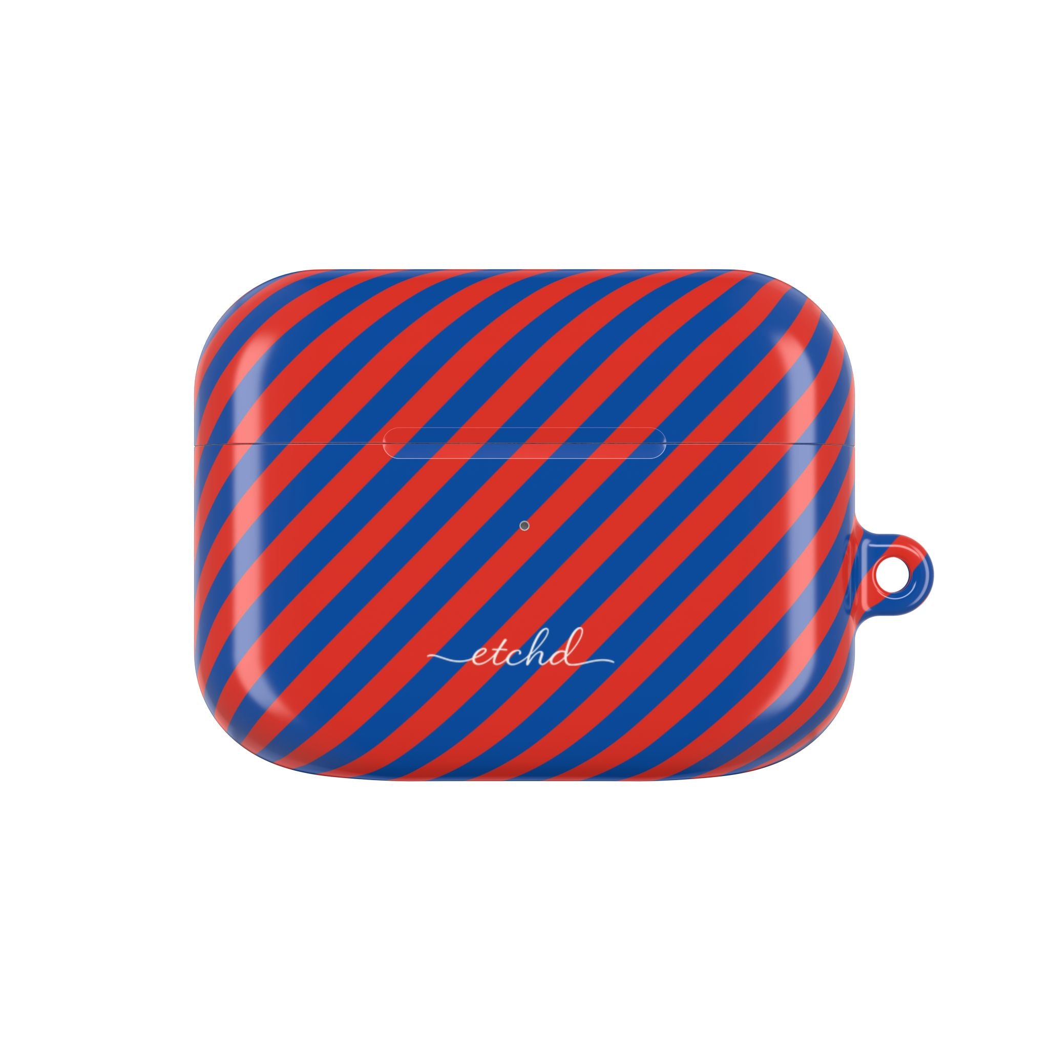Cobalt & Poppy Striped Diagonal AirPod Case by etchd