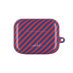 Cobalt & Poppy Striped Diagonal AirPod Case by etchd
