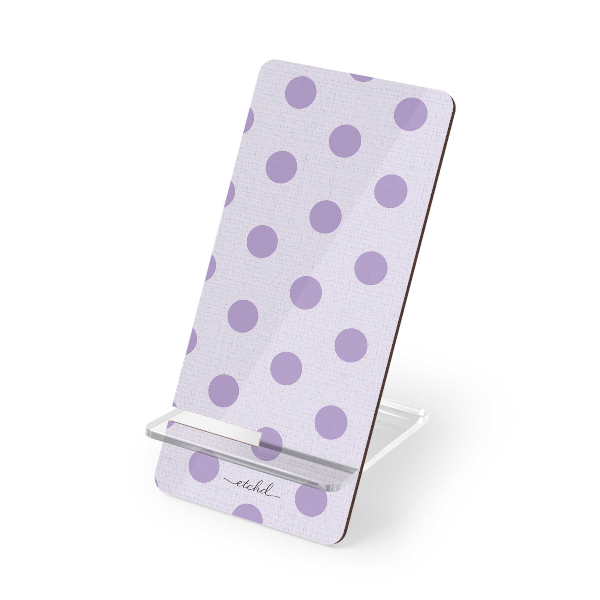Lilac Polka Dot Phone Stand by etchd