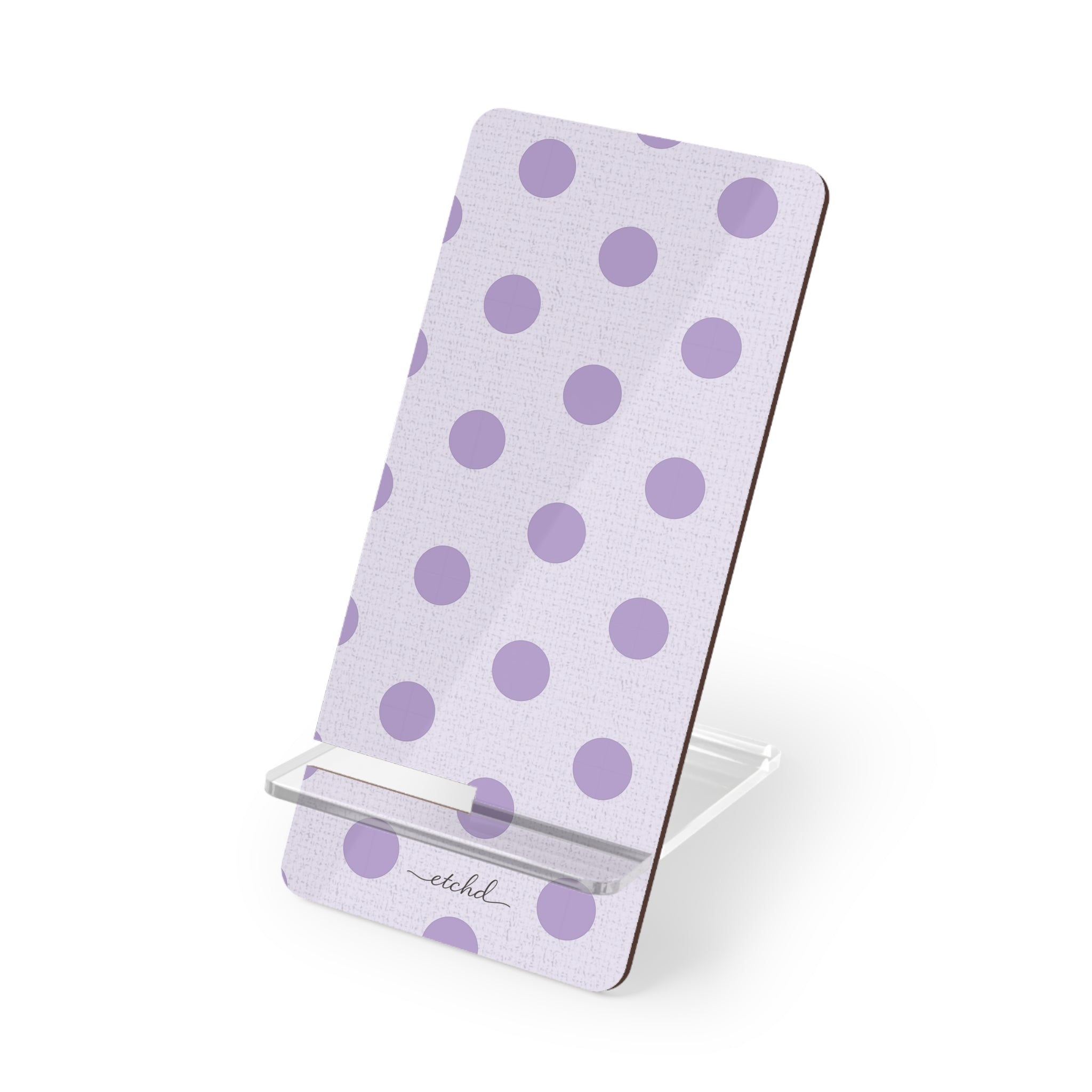 Lilac Polka Dot Phone Stand by etchd