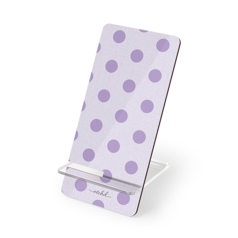 Lilac Polka Dot Phone Stand by etchd
