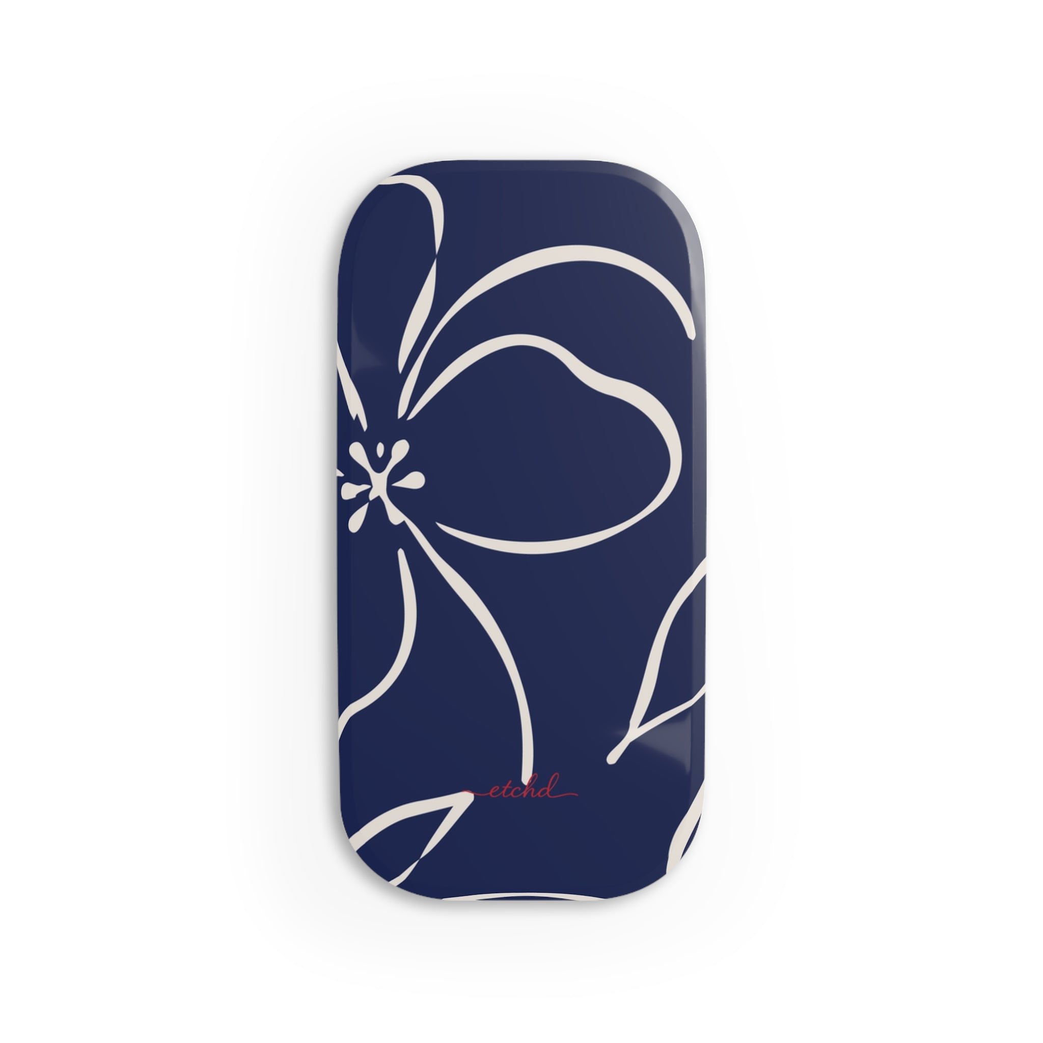 Navy & Cream Floral Click-On Phone Grip by etchd