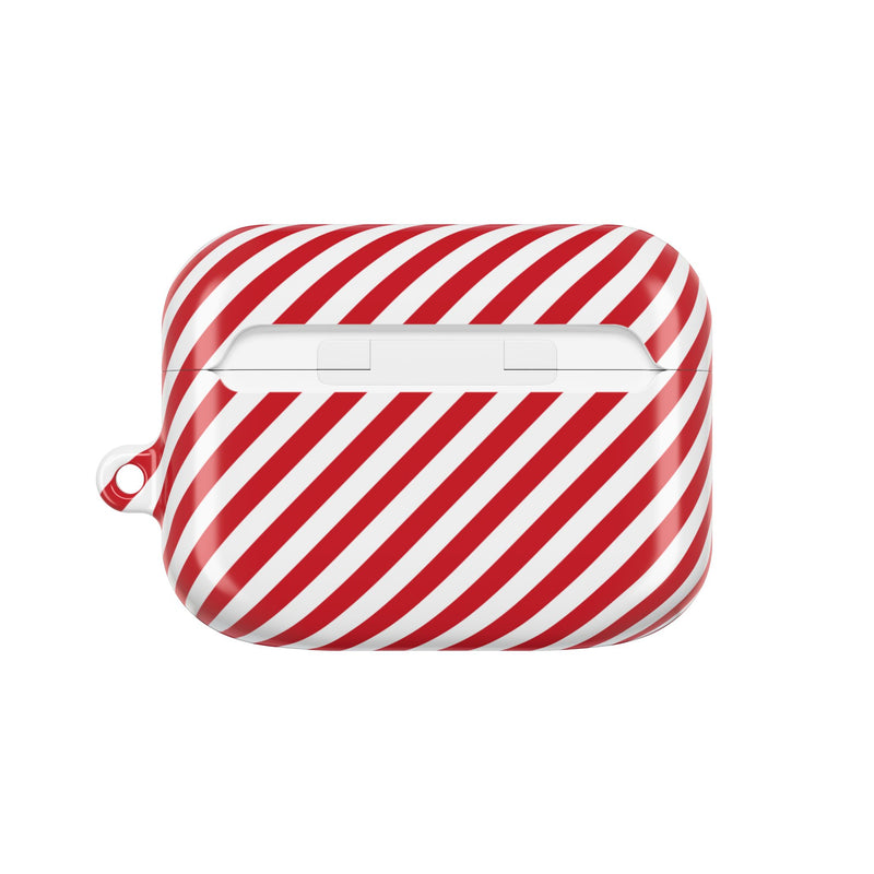 Classic Red & White Striped Diagonal AirPod Case by etchd, view 7