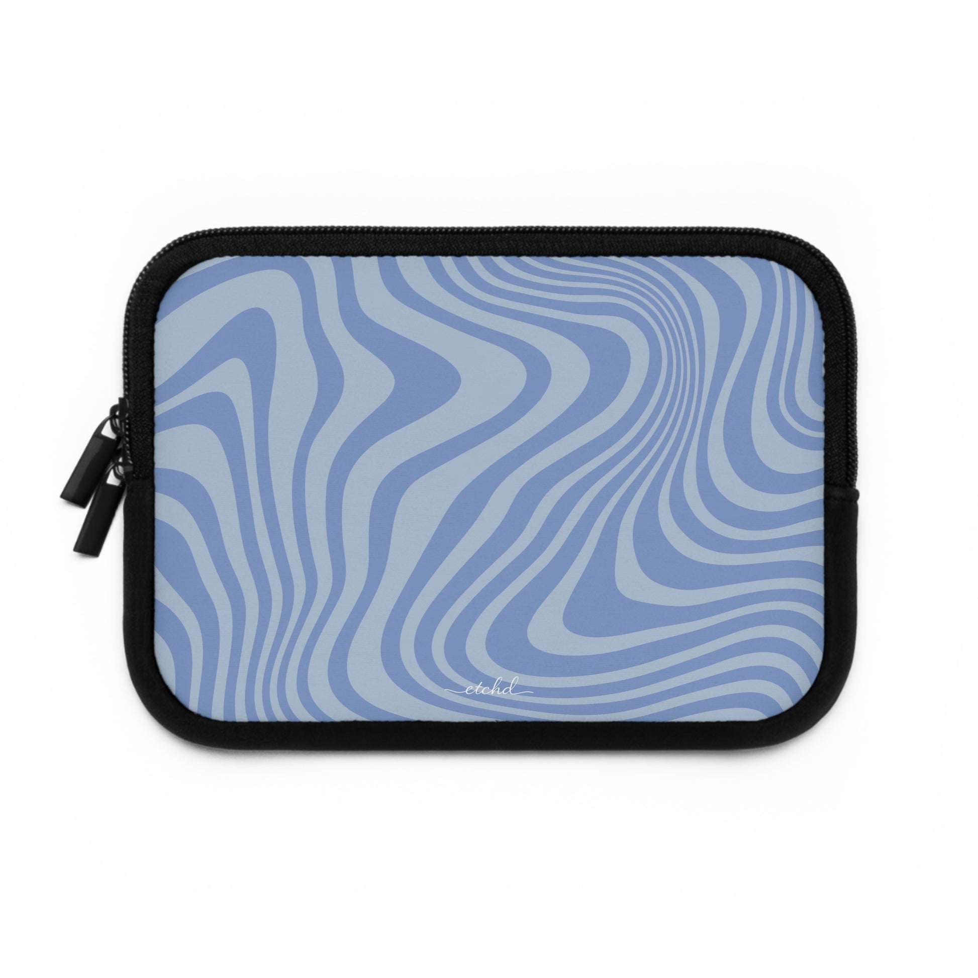 Blue Curved Lines Laptop Sleeve by etchd, view 2