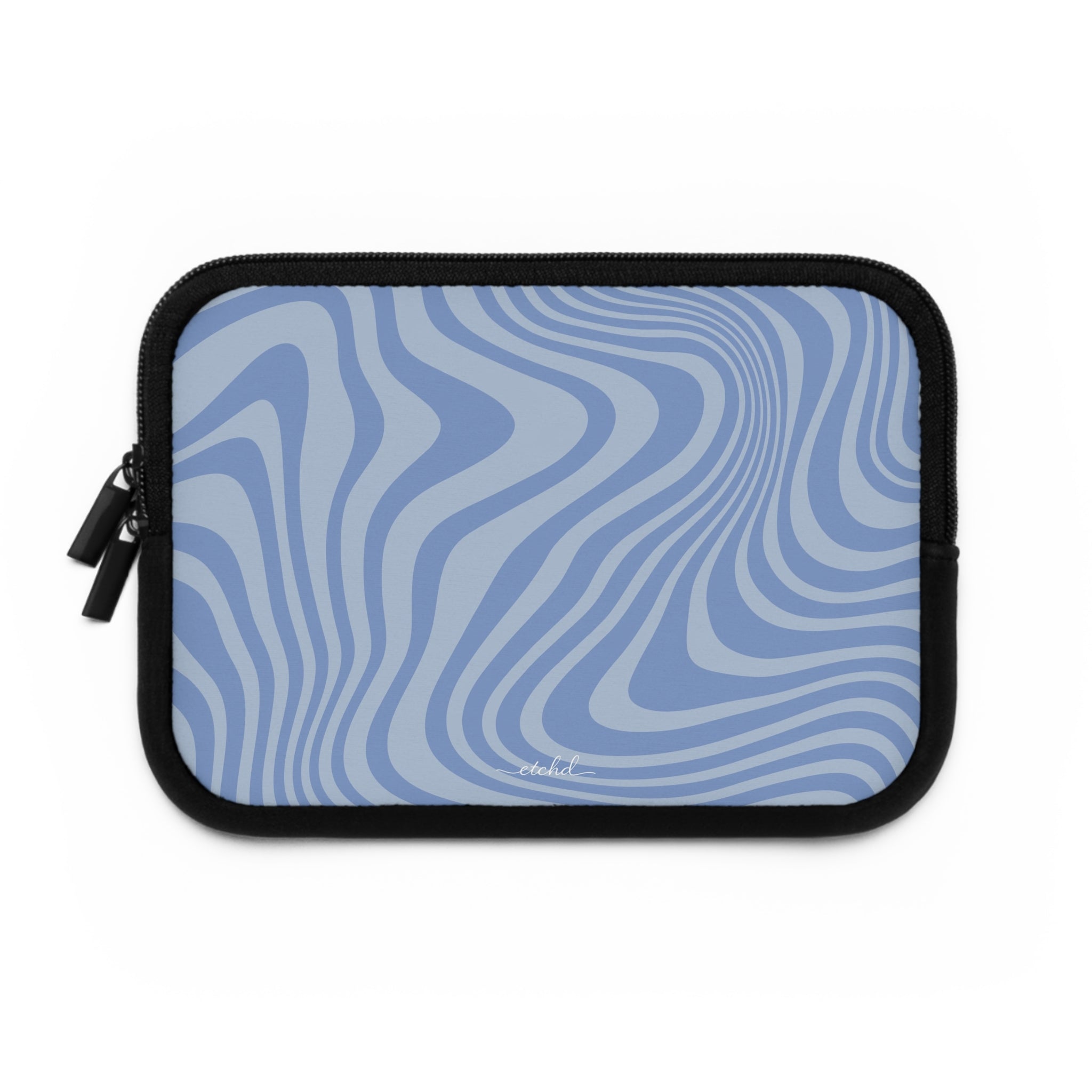Blue Curved Lines Laptop Sleeve by etchd, view 2