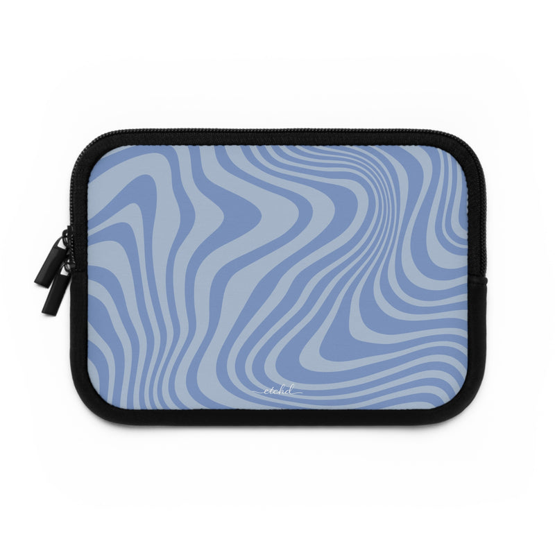 Blue Curved Lines Laptop Sleeve by etchd, view 2