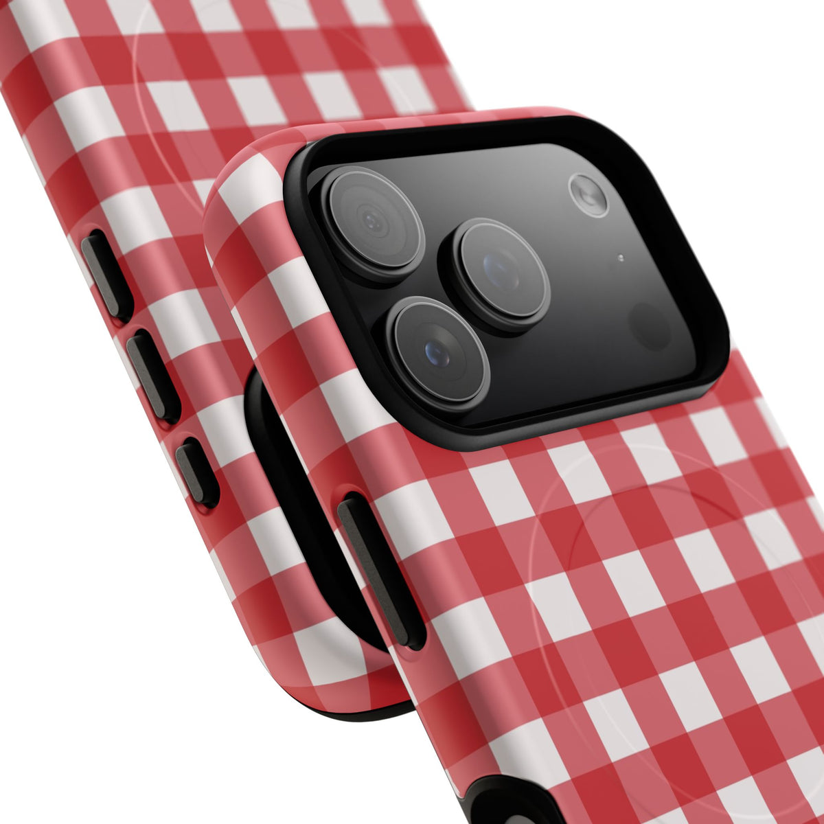 Classic Red & White Gingham Magnetic Phone Case by etchd, view 100
