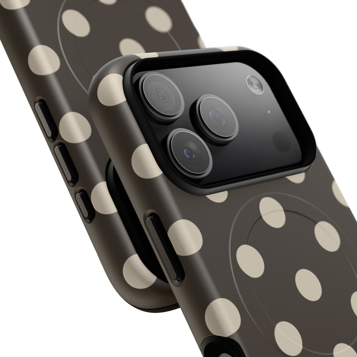 Cream & Brown Polka Dot Magnetic Phone Case by etchd, view 100