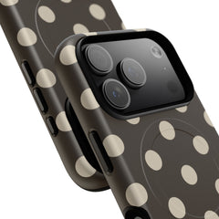 Cream & Brown Polka Dot Magnetic Phone Case by etchd, view 100