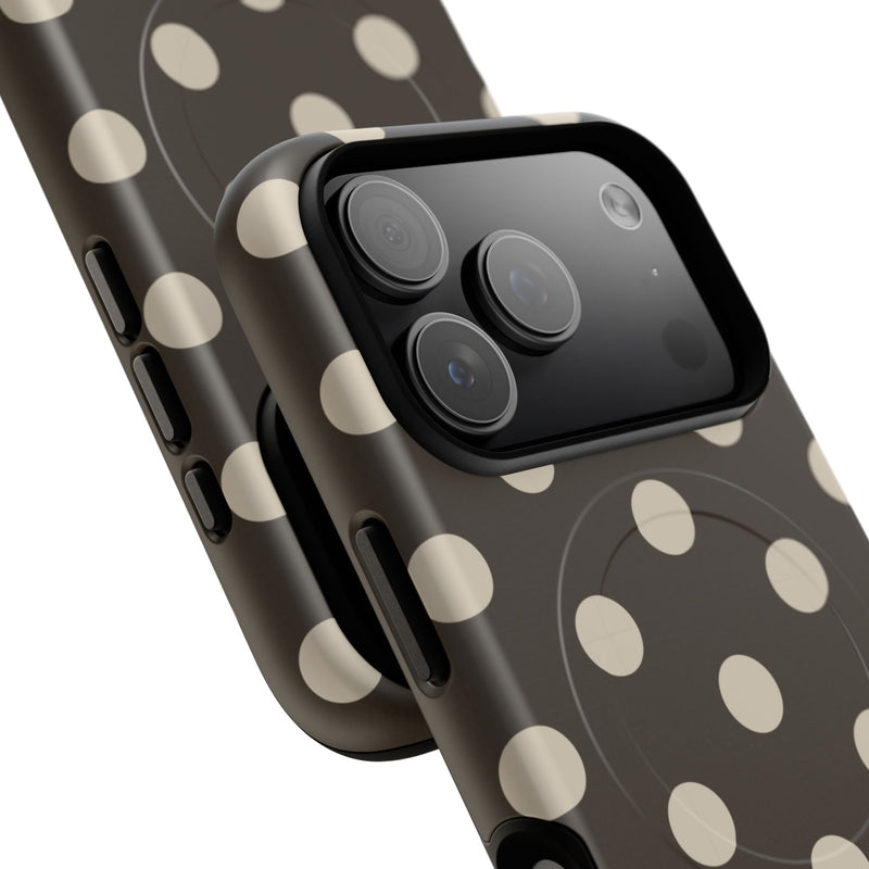 Cream & Brown Polka Dot Magnetic Phone Case by etchd, view 100