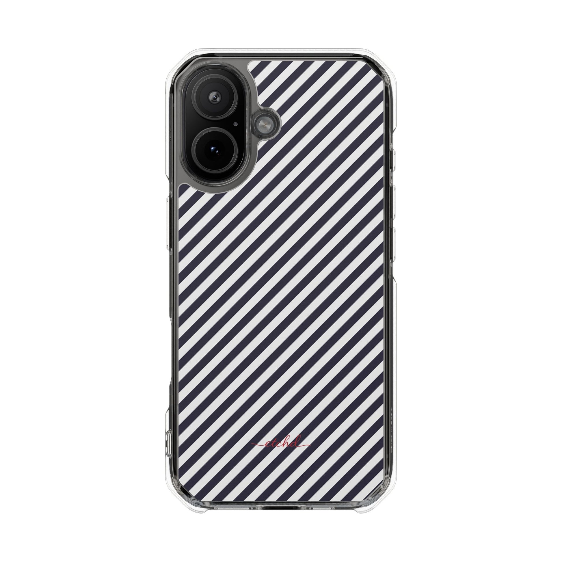 Navy & White Striped Diagonal Clear Magnetic Phone Case by etchd, view 13