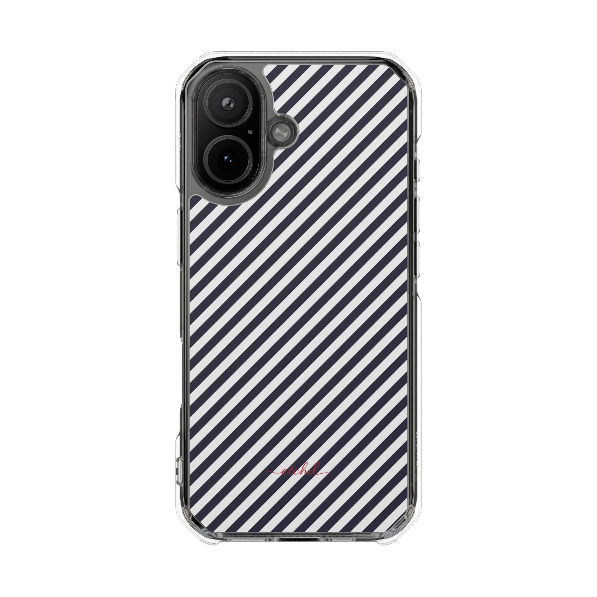 Navy & White Striped Diagonal Clear Magnetic Phone Case by etchd, view 13