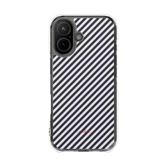 Navy & White Striped Diagonal Clear Magnetic Phone Case by etchd, view 13