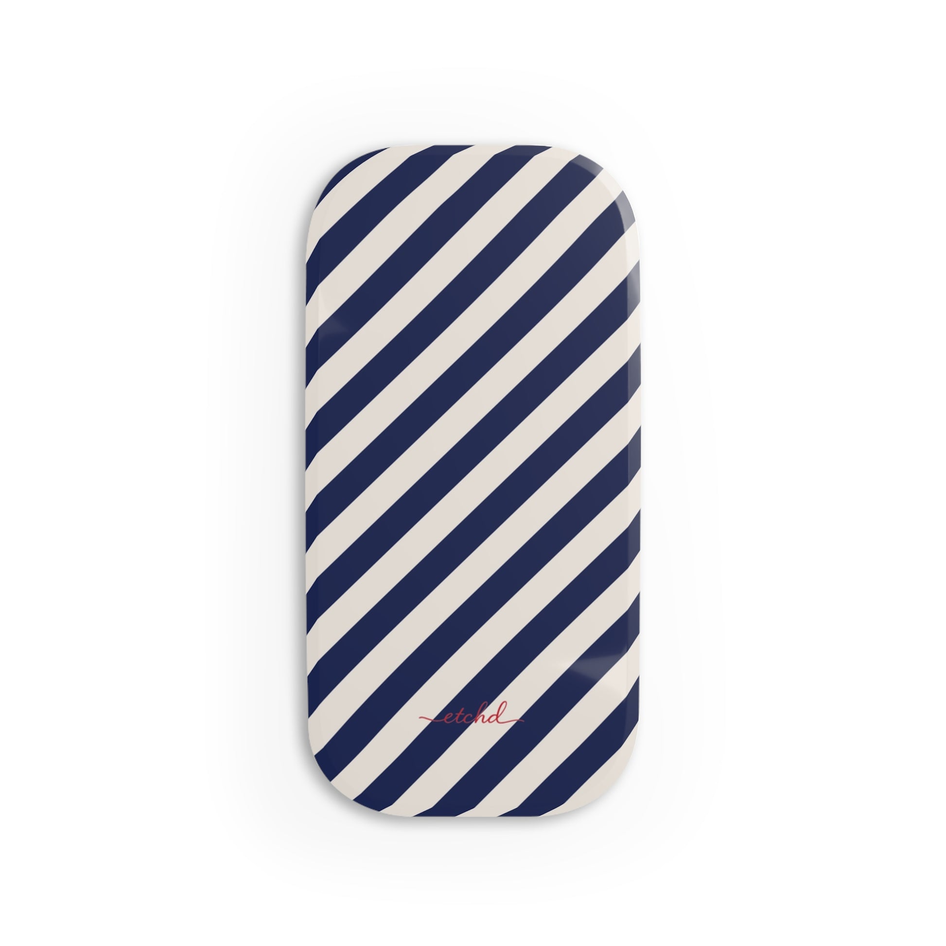 Navy & Cream Striped Diagonal Agarre clipsable para móvil de etchd