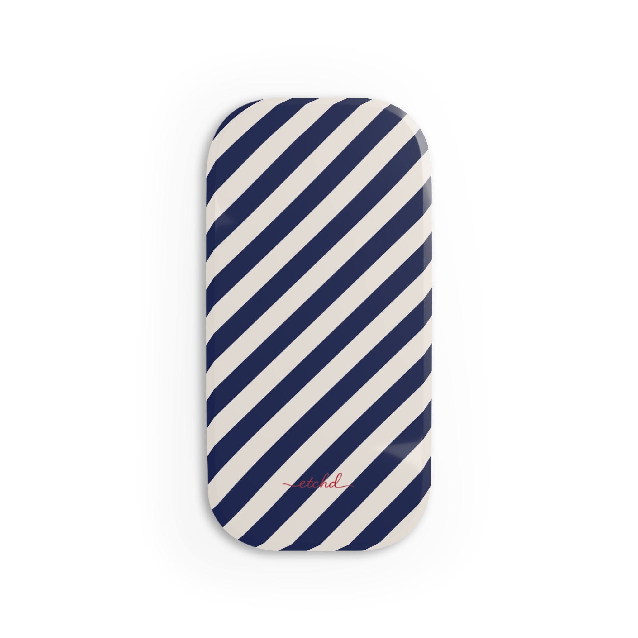 Navy & Cream Striped Diagonal Click-On Phone Grip by etchd